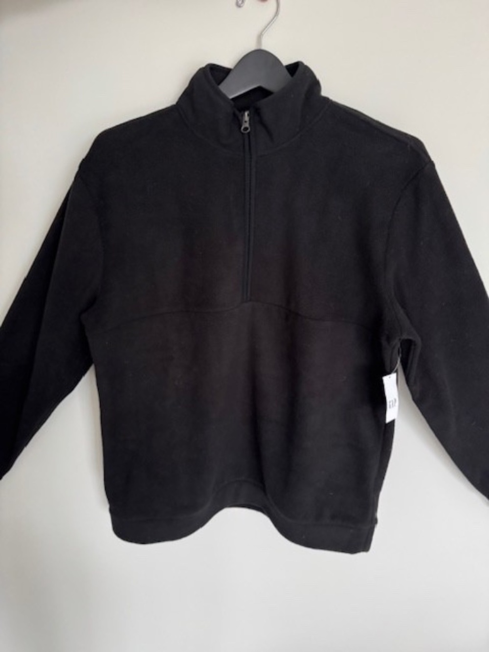 Gap Men’s Fleece Jacket - Black - 1/2 Zip High Neck SMALL Oversized